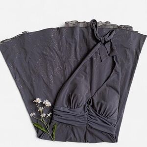 SOLDVintage Y2K sparkly gray halter dressSOLD